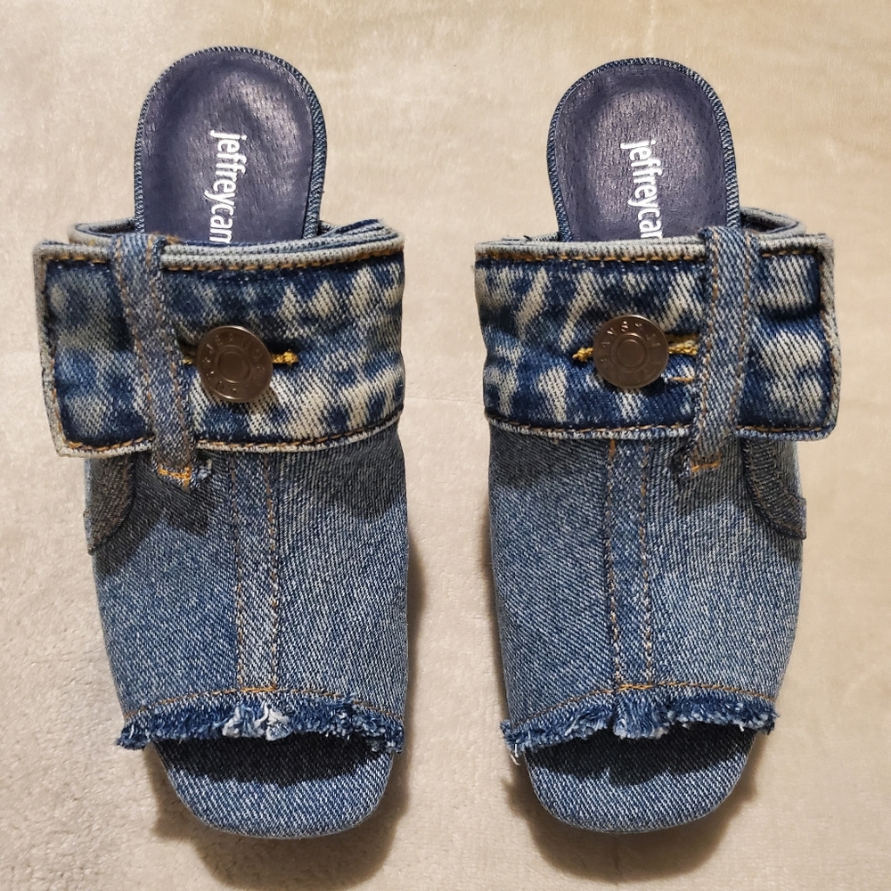 Jeffery Campbell Magda Platform Blue Denim Sandal Size 5.5